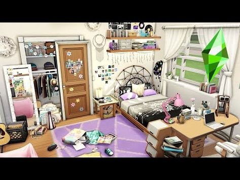 Teen Room | The Sims 4 - Speed Build (NO CC) - YouTube Sims4 Builds No Cc, Sims 4 Rooms No Cc Base Game, Sims Teen Room, Sims 4 Teen Room, Sims 4 Modern Bedroom No Cc, Sims 4 Teenage Bedroom No Cc, Sims 4 Gallery Lots No Cc, Sims 4 No Cc, Sims 4 Teen