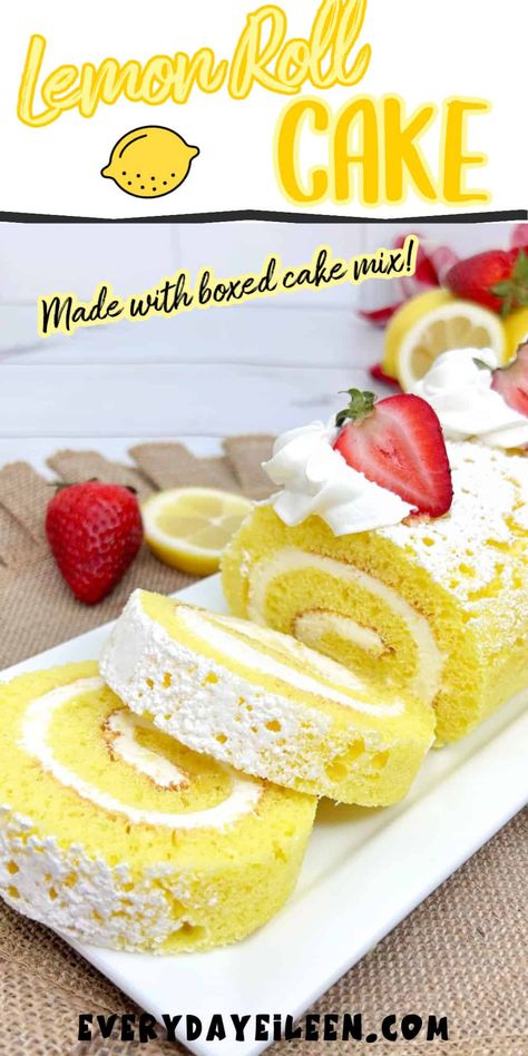 Cake Mix Roll Cake, Cake Mix Cake Roll Recipe, Peach Roll Cake, Easy Roll Cake Hack, Diy Swiss Cake Rolls, Easy Lemon Rolls, Jelly Roll With Box Cake, Jelly Roll Cake Recipe Simple, Cake Mix Jelly Roll Recipe