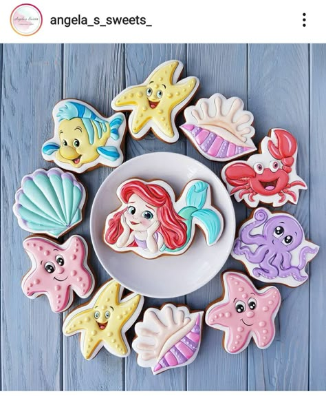 Under Sea Cake, Ariel Birthday Party, The Little Mermaid Party, Mermaid Cookies, Summer Cupcakes, Twin Birthday Parties, Mermaid Theme Birthday Party, Princess Theme Birthday, Ariel Birthday