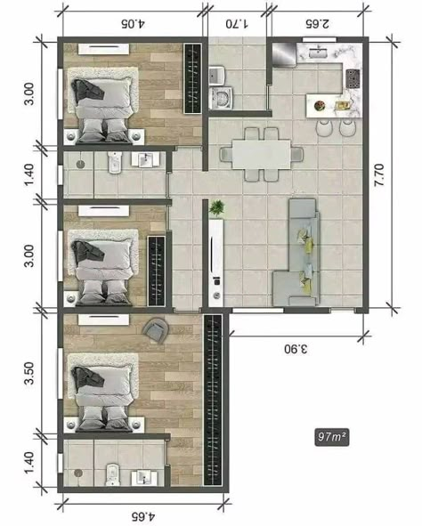 House Floorplan, Small House Blueprints, Farm Style House, Apartment Decor Ideas, Three Bedroom House Plan, Plan Layout, House Plans Mansion, House Floor Design, Building House Plans Designs