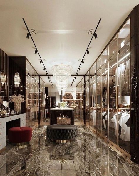 Black Wall Wallpaper, Walk In Wardrobe Luxury, Luxurious Walk In Closet, Luxurious Dressing Room, Luxury Dressing Room, Dream Closet Design, Walk In Closet Design, Luxury Closets Design, Mansion Interior