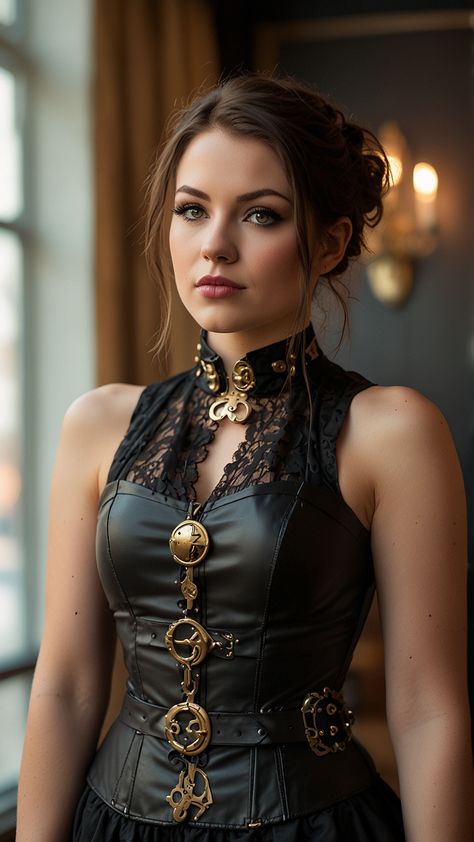 Dans ce somptueux salon steampunk, les convives se rassemblèrent, chacun arborant des tenues éclatantes qui reflétaient leur personnalité unique. Au centre de la pièce se trouvait un groupe de personnes vêtues de corsets steampunk magnifiquement conçus, véritables chefs-d'œuvre Steampunk Pictures, Steampunk Fashion Women, Corset Steampunk, Steampunk Woman, Steampunk Gadgets, Mode Steampunk, Steampunk Women, Steampunk Corset, Style Steampunk