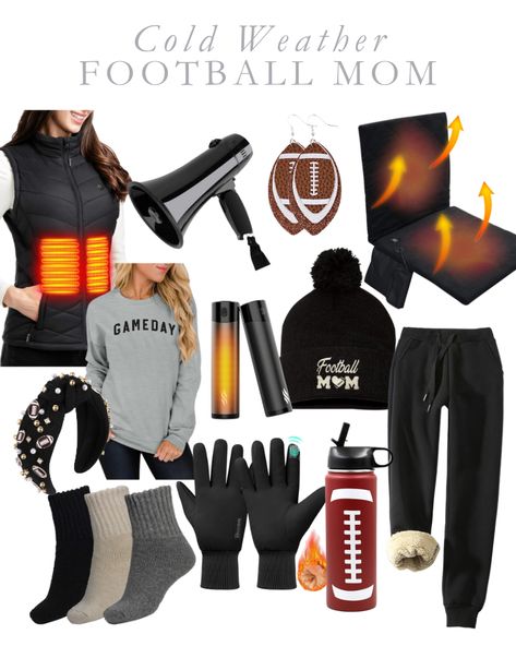 Football Mom Apparel, Cold Weather Football Outfit, Football Mom Accessories, Football Mum Outfit, Cold Sports Game Outfit, Football Mom Essentials, Mom Sports Day Outfits, Soccer Mom Must Haves, Football Mom Outfits Games