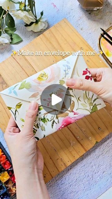 Joly Poa on Instagram: "✨️February✨️ Make this cute envelope with me!😍 Last weekend, my brother got married in Singapore. We all flew in to attend this special occasion. Money envelopes are quite common as wedding gifts in our culture. It's usually in a red envelope but I wanted something different 😂 I saw this envelope video from @maximeee and thought that it'd be great personalized envelope for the couple 😍 Would you try something like this? 😀 #watercolor #watercolorenvelope #watercolorflorals #diywatercolor #watercolorart #botanicalart" Envelope Art Diy, Diy Money Envelopes, Diy Envelopes From Paper, Watercolor Envelope, Make An Envelope, Watercolor Letters, Wedding Gift Money, Creative Videos, Brand Aesthetic