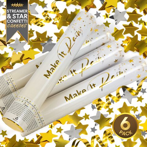 PRICES MAY VARY. 🌟 Celebrate in style - Start the party off with a bang. Add pizzaz to your celebration. Shine, sparkle, and be the star of your event as these star confetti poppers fill the room with a burst of vibrant shiny gold stars and pure excitement. 🎁 Premium cannon kit - Our party cannon kit includes streamer and star-shaped confetti cannons to add glam to your event. The streamers and star confetti have a metallic texture in a vibrant gold color that is sure to add joy and cheer to a Confetti Cannon, Confetti Poppers, Metallic Texture, Party Poppers, Glitter Bomb, Star Confetti, New Year's Eve Celebrations, Star Party, Confetti Party