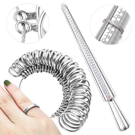 Professional Jewelry Tools Ring Mandrel Stick Finger Gauge Ring Sizer Measuring US/HK/Euro DIY Jewelry Size Tool Sets Equipments _ - AliExpress Mobile Ring Mandrel, Measuring Tools, Professional Jewelry, Ring Sizer, Jewelry Tools, Jewelry Ring, Diy Jewelry Making, Zinc Alloy, Diy Jewelry