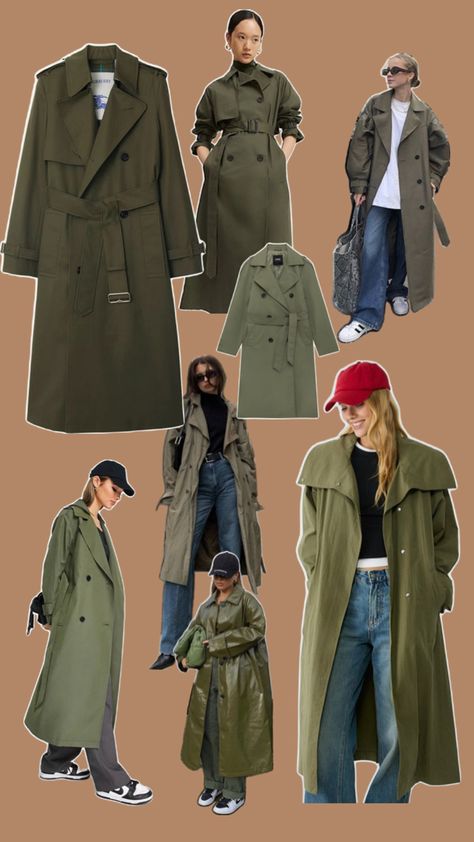 Olive Trench Coat Outfit, Olive Outfit, Olive Trench Coat, Olive Clothing, Trench Coat Outfit, Coat Outfit, Coat Outfits, Airport Outfit, Fashion Inspo Outfits