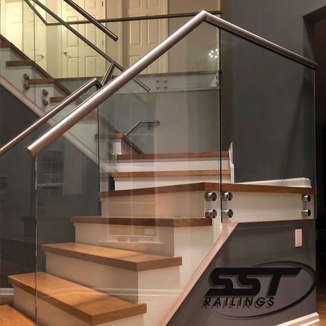 Stand Off Series Glass Railings. Modern Design for an Elegant Look. Layout Designer: FR Tempered Glass Panels with Mitered and Welded… Glass Railings, Glass Railing, Elegant Look, Glass Panels, Tempered Glass, Stairs, Modern Design, Layout, Glass