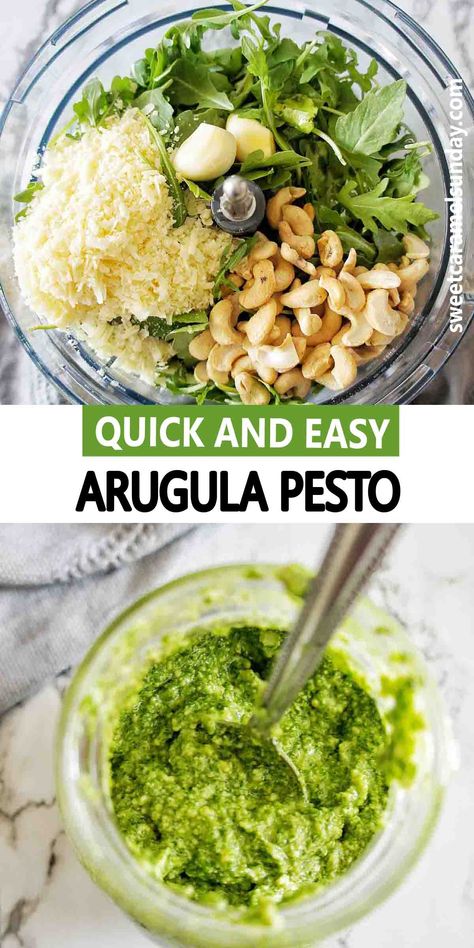 Easy Pesto Recipe, Rocket Pesto, Arugula Pesto Recipe, Cashew Pesto, Basil Pesto Recipes, Arugula Pesto, Homemade Pantry, Sunday Recipes, Blogger Photos