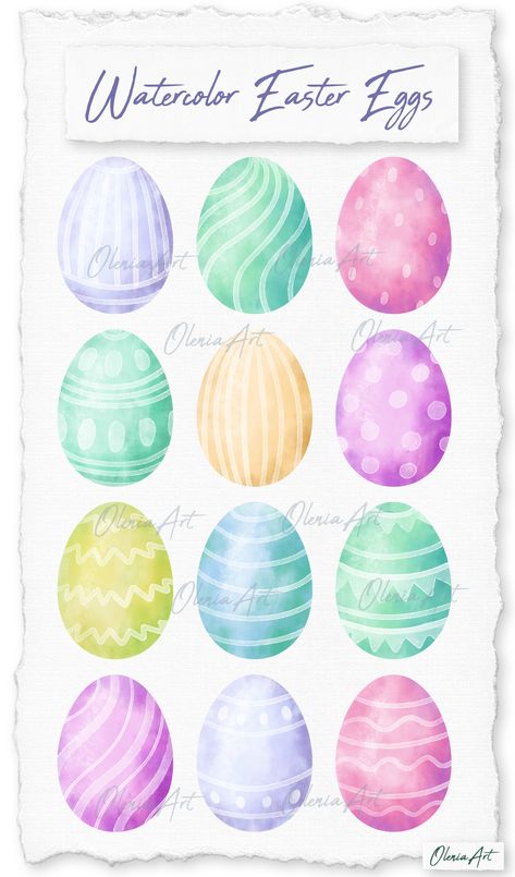 Watercolour Easter Eggs, Watercolor Easter Eggs Paintings, Easter Egg Watercolor Painting, Easter Egg Watercolor, Easter Eggs Illustration, Happy Easter Clipart, Watercolor Easter Eggs, Arts And Crafts For Kids Toddlers, Simple Easter Eggs