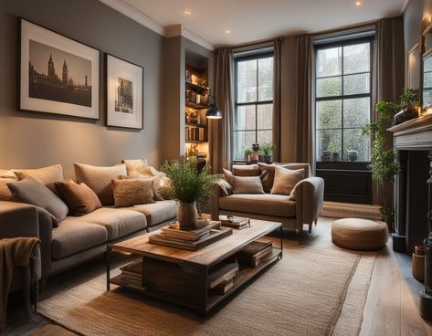 Cozy Country Apartment, Dark Taupe Living Room, Formal Lounge Room Ideas, Cozy Home Inspiration, Cheap Couches, Front Room Design, Living Room Interior Design Ideas, Country Style Living Room, Snug Room