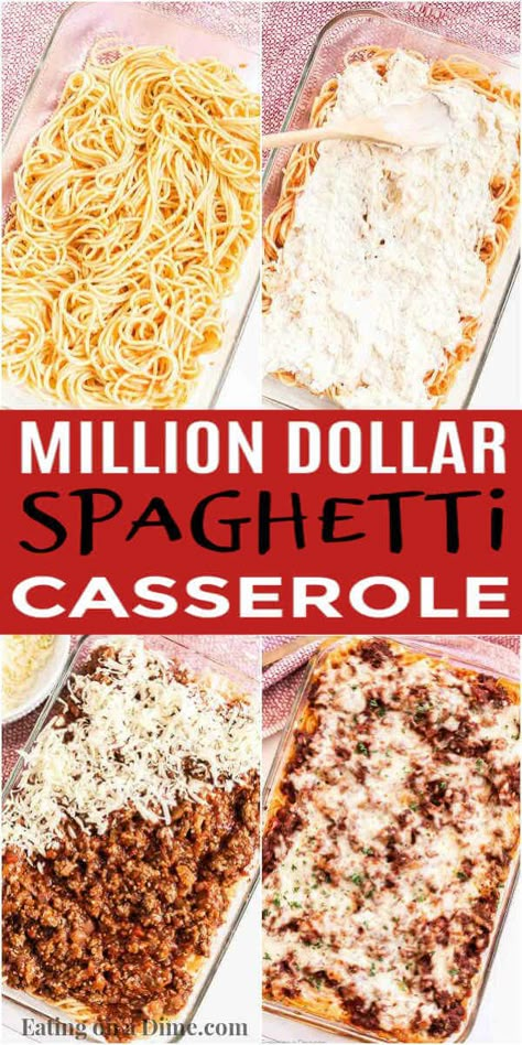 3 Cheese Casserole, Italian Sausage And Cream Cheese Recipes, Million Dollar Spaghetti With Sour Cream, Spaghetti Cream Cheese Casserole, Easy Baked Spaghetti Recipe With Cream Cheese, Baked Spaghetti Recipe With Cottage Cheese, Baked Spaghetti Cream Cheese, Baked Cheese Spaghetti Recipe, Spaghetti Bake Recipe Ricotta