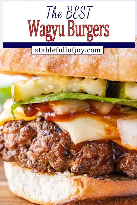 Wagyu Burger Recipe, Wagyu Recipes, Wagyu Beef Recipe, Wagyu Beef Burger, Wagyu Burger, Burger Recipes Beef, Juicy Burger, Wagyu Beef, Wrap Sandwiches