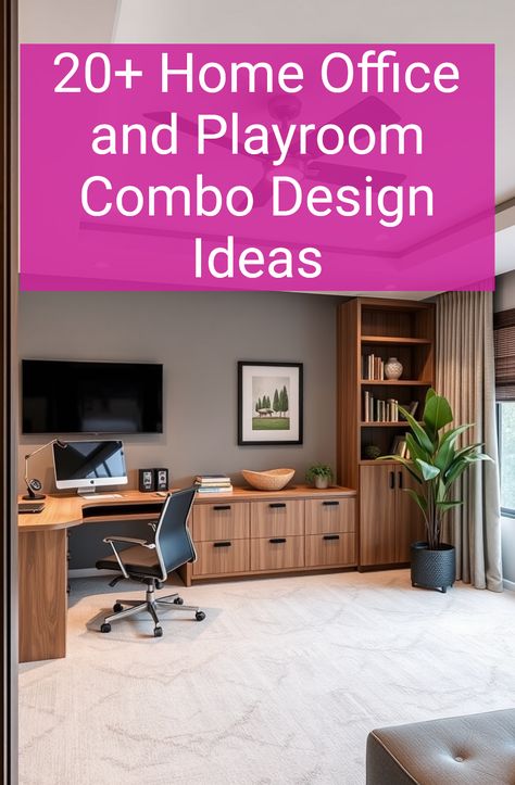 20+ Home Office and Playroom Combo Design Ideas Toy Room Office Combo, Home Office Game Room Combo, Playroom And Office Combo, Home Office And Playroom Combo, Playroom Office Combo, Office And Playroom Combo, Playroom Office Combo Ideas, Home Office And Playroom, Office Playroom Combo