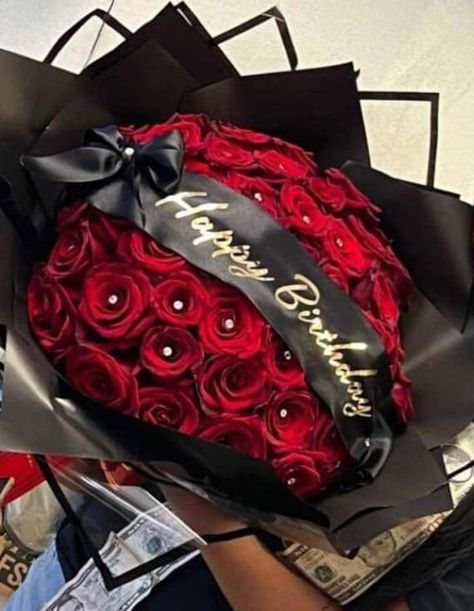 Personalize ribbons  2 inches wide  18 inches long Flower Bouquet Happy Birthday, Black And Red Flower Bouquets, Ramo For Boyfriend, Birthday Bouquet Ideas, Bouquet Of Flowers For Birthday, Birthday Roses Bouquet, Birthday Ramos, Rose Bouquet Ideas, Flower Bouquet Ideas