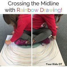 Crossing The Midline, Occupational Therapy Kids, Rainbow Drawing, Conscious Discipline, Occupational Therapy Activities, Vision Therapy, Pediatric Occupational Therapy, Preschool Fine Motor, Brain Gym