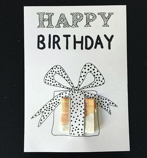 Happy Birthday Cards Handmade, Creative Money Gifts, Gifts Wrapping, Simple Birthday Cards, Gifts Wrapping Diy, Clever Gift, Hand Made Greeting Cards, Money Origami, Cadeau Diy