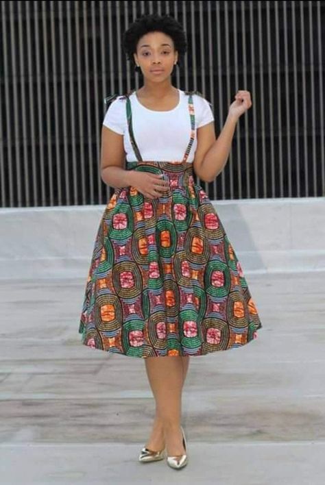 Long Chitenge Skirts, Ankara Pinafore Dress Outfit, Chitenge Skirts, African Skirt Outfit, Chitenge Outfits, Short Flare Dress, Pinafore Skirt, Mama Africa, Shweshwe Dresses