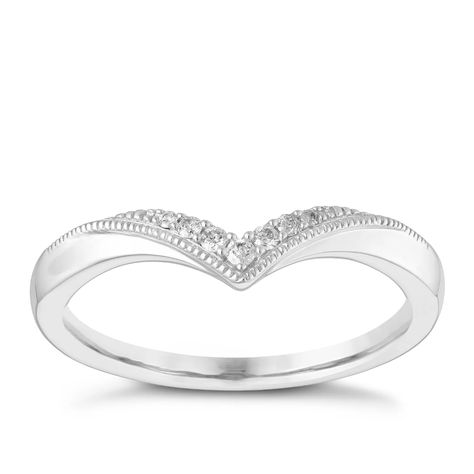 9ct White Gold Diamond Wishbone Milgrain Wedding Ring | H.Samuel £249 Pretty Wedding Rings, Milgrain Wedding Ring, Gorgeous Wedding Rings, Wedding Ring Shapes, Heart Wedding Rings, Dream Wedding Ring, Wishbone Ring, Beautiful Wedding Rings, White Gold Wedding Rings