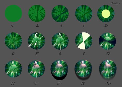 Green Gemstone by Develv on DeviantArt Gem Tutorial Drawing, How To Draw Crystals Digital, How To Color Crystals Digital, How To Paint Gemstones, How To Color Gems, Gem Drawing Tutorials, How To Draw Gemstones, How To Draw Gems, Develv Deviantart