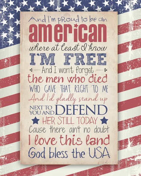 God Bless the USA Free Printable - How to Nest for Less™ God Bless The Usa, Proud To Be An American, Independance Day, I Love America, Let Freedom Ring, Patriotic Crafts, 4th Of July Decorations, Happy Memorial Day, Patriotic Holidays