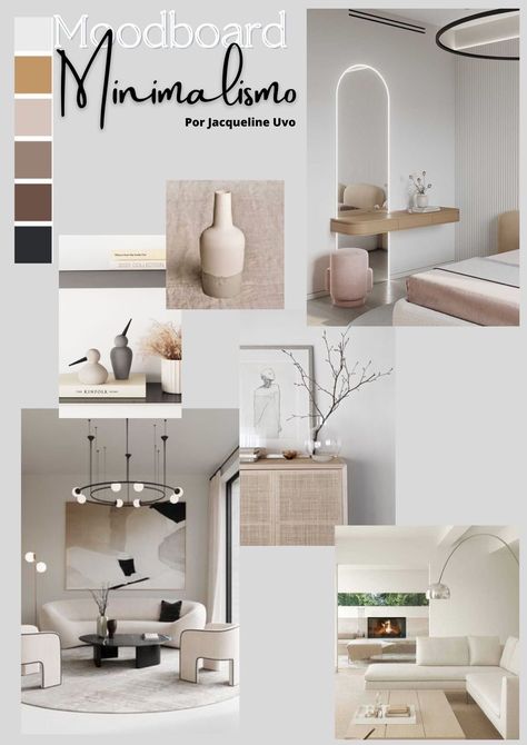 Mode Board Interior Design, Minimalism Moodboard, Boho Style Interior Design, Interior Presentation, Interior Design Sketchbook, Materials Board Interior Design, Interior Design Principles, Japandi Interiors, Mood Board Interior