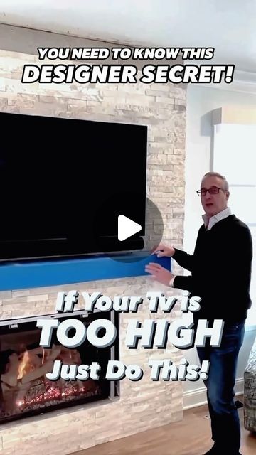 Interior Designer| DIY Expert| Torry Manzo on Instagram: "Hate Your TV Over Your Fireplace? Is it Too High? Just Do This! Finally a Safe Way to Lower Your TV. Comment “MANTLE” for More Information. #fyp #trending #design #aesthetic #fireplace #tv" High Mounted Tv, Diy Tv Fireplace, Trend Kitchen, Tv Height, Tv Above Fireplace, Tv Fireplace, Tv Over Fireplace, Tv Mounted, New House Living Room