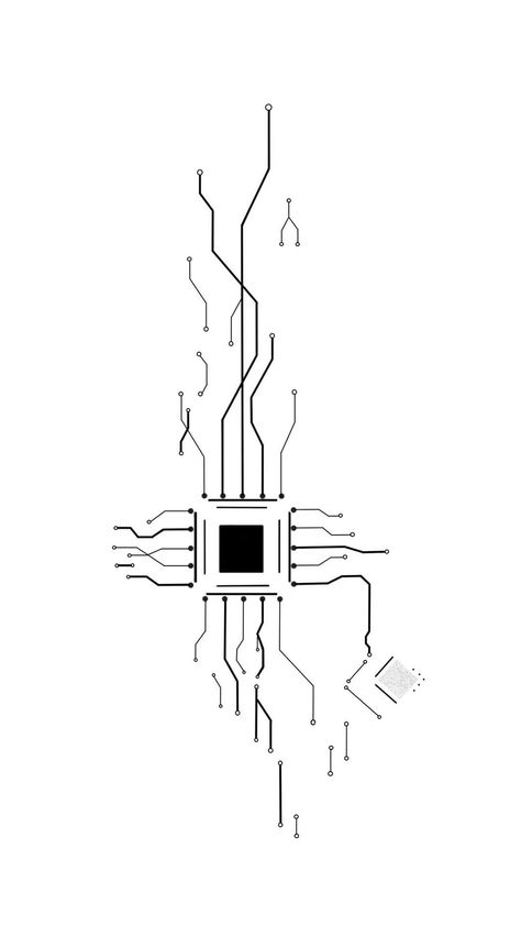 Electronic Tattoo Design, Interstellar Tattoo Minimalist, Tech Tattoo Ideas, Bluetooth Tattoo, Cyberpunk Sketch, Cyberpunk Tattoos, Computer Tattoo, Circuit Tattoo, Electronic Tattoo