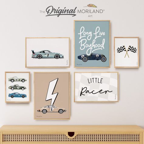 Retro Car Nursery, Little Man Cave Toddler Room, Nursery Ideas Cars, Toddler Room Inspo Boy, Cars Themed Room, Toddler Race Car Room, Cars Themed Nursery, F1 Nursery, Boy Car Bedroom