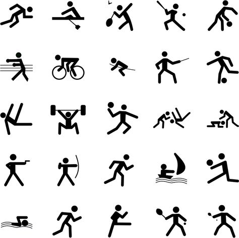 Sports Symbols by cyberscooty - Several sports symbols - Symboles sports ----------------------- EN: racing, canoeing, badminton, baseball, basketball, boxing, cycling, horseback riding, foil fencing, football, gymnastics, weightlifting, volleyball, judo, Greco-Roman, shooting, archery, marathon, sailing, volleyball, swimming, karate , tennis, table tennis ----------------------- FR : course, canoe, badmington, baseball, basketball, boxe, cyclisme, Ã©quitation, fleuret, football, gymnastique, ha Sports Symbols, Olympic Icons, N Video, Olympics Activities, Preschool Arts And Crafts, Paris Summer, Sport Icon, Sports Figures, Olympic Sports