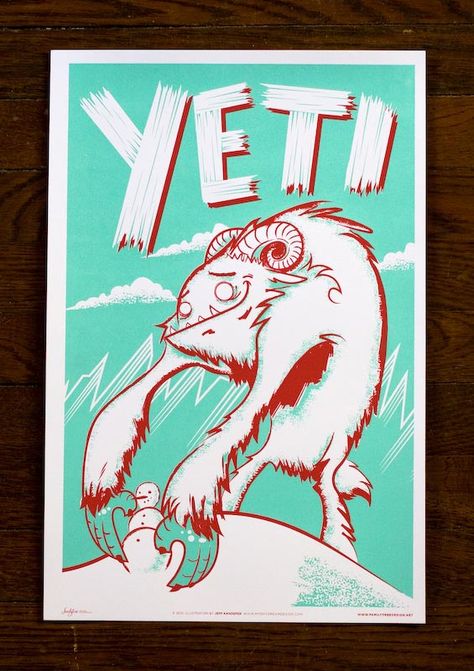 Yeti Monster, Modern Vintage Art, Tree Monster, Family Tree Designs, Friends Poster, Monster Illustration, Loch Ness Monster, Poster Series, Mythical Creatures