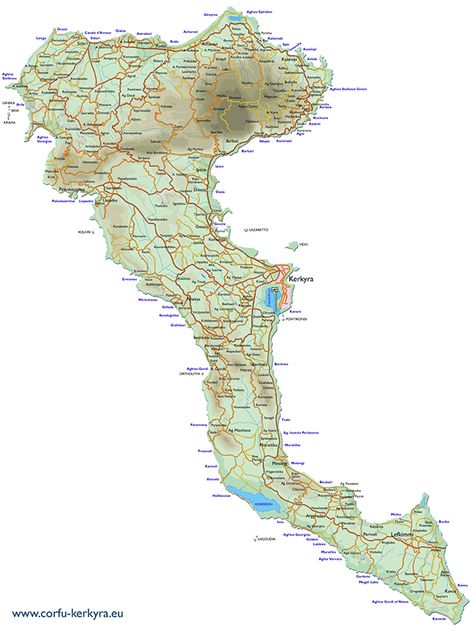 Map of Corfu Corfu Map, Topography Map, Corfu Island, Island Map, Printable Maps, Corfu, Map, Quick Saves