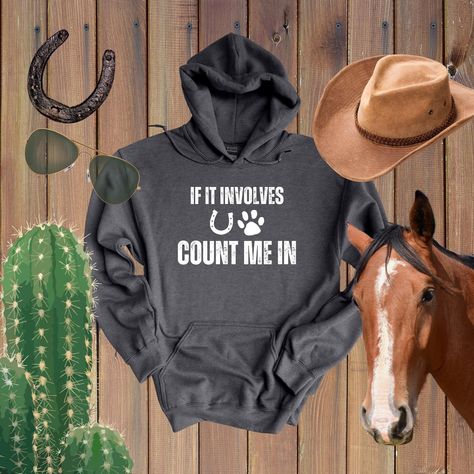 More 🐴 Horse Lover Gifts 👉🏼 https://www.etsy.com/shop/HorseDigs This heavy blend hooded sweatshirt is relaxation itself. Made with a thick blend of cotton and polyester, it feels plush, soft and warm, a perfect choice for any cold day in the barn or out in the field. In the front, the spacious kangaroo pocket adds daily practicality while the hood's drawstring is the same color as the base sweater for extra style points. ✔🐴 Medium-heavy fabric ✔🐴 Classic fit ✔🐴 Tear-away label ✔🐴 Runs tru Equine Aesthetic, Horse Lover Gifts, Horse Sweatshirts, Horse Hoodies, Horse Shirt, Horses And Dogs, Horse Quotes, Horse Lovers, Cow Girl