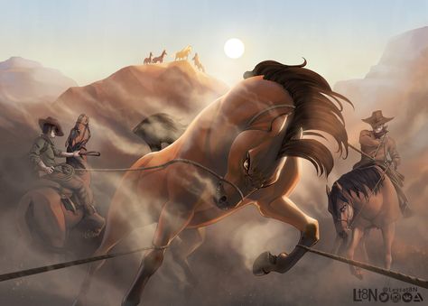 Spirit: Stallion of the Cimarron, Lessa Namidairo on ArtStation at https://www.artstation.com/artwork/yJDbkR Spirit Horse Movie, Spirit Stallion Of The Cimarron, Spirit And Rain, Spirit The Horse, Horse Animation, Spirit Stallion, Horse Art Drawing, Horse Movies, Western Artwork