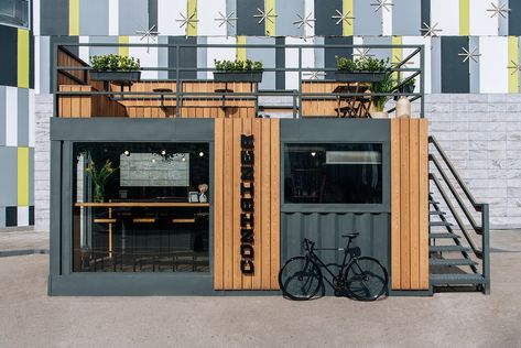 Shipping Container Cafe, Container Coffee Shop, Container Restaurant, Container Cafe, Container Bar, Small Cafe Design, Coffee Shop Interior Design, Coffee Shop Bar, Cafe Shop Design