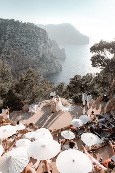 Ibiza Wedding Venues, Small Private Wedding, Europe Beaches, Beach Wedding Locations, Mykonos Wedding, Sicily Wedding, Small Weddings Ceremony, Oceanfront Wedding, Wedding Design Inspiration