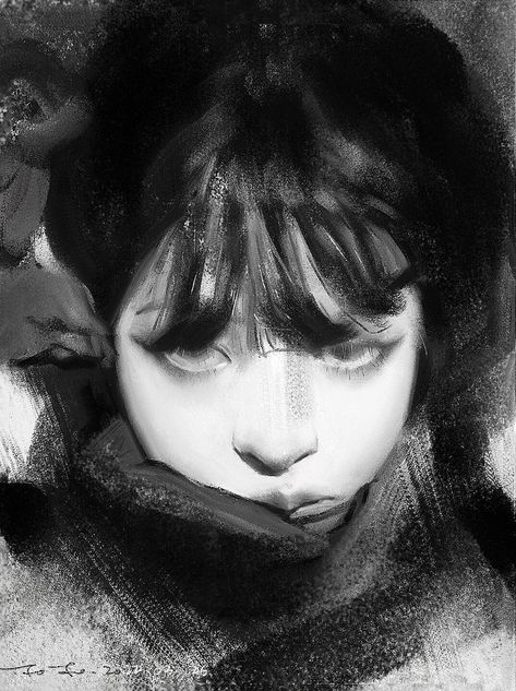 Grayscale Portrait Photography, Gray Scale Drawing, Greyscale Digital Art, Island Artwork, Digital Painting Portrait, Comic Layout, Charcoal Art, Grunge Art, Dark Art Illustrations