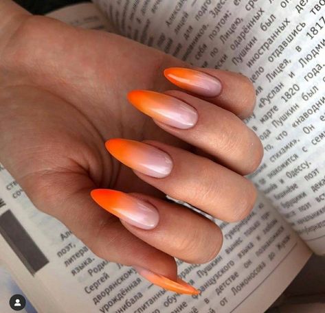 Orange Summer Nails 2024, Summer Nails 2024 Square, Summer Ombré Nails, Summer Ombre Nails 2024, Orange Nails Ombre, Summer Classy Nails, Ombre Nails Orange, French Nails Ombre, Orange Ombré Nails