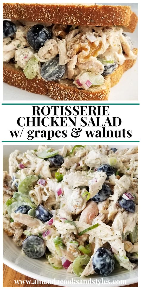 Salad Recipes Grapes, Chicken And Grape Salad, Grape And Walnut Chicken Salad, Chicken And Grape Salad Recipe, Chicken Salad Walnuts Grapes, Chicken Salad Using Rotisserie Chicken, Chicken Salad With Walnuts And Grapes, Rotisserie Chicken Salad With Grapes, Chicken Salad With Grapes Walnuts Recipe