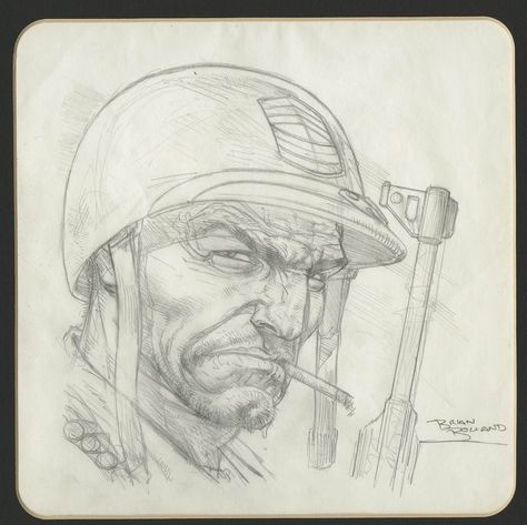 Sgt. Rock, by Brian Bolland Sgt Rock, Classic Mens Haircut, Brian Bolland, Joe Kubert, Dc Characters, Military Art, Dc Universe, Comic Books Art, Rock Art