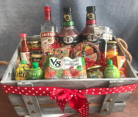 Spring Basket Raffle Ideas, Liquor Wagon Fundraiser, Chinese Raffle Basket Ideas, Alcohol Baskets, Donation Baskets, Prize Baskets, Auction Basket Ideas, Alcohol Basket, Raffle Gift Basket Ideas