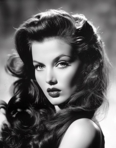 Glamorous Hairstyles, Classic Hollywood Glamour, Portrait Photography Women, Pin Up Hair, Face Photography, Vintage Portraits, Old Hollywood Glamour, Black And White Portraits, Vintage Pinup