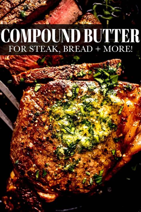 Add unbelievable flavor to your meal with this Compound Butter for Steak. It’s super easy and quick to make and is perfect for any meat, vegetables, bread or any food that needs a rich and buttery spread. // blue cheese // horseradish // recipes Shallot Butter For Steak, Best Compound Butter For Steak, Blue Cheese Compound Butter For Steak, Steak With Compound Butter, Butters For Steak, Steak Compound Butter Recipes, Seasoned Butter For Steak, Butter For Steak Recipes, Blue Cheese Butter For Steak