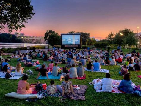 Georgetown Sunset Cinema - Summer Outdoor Movie Series in Washington, DC Doors Movie, Movie In The Park, Movies Under The Stars, Outdoor Cinema, Backyard Movie, Summer Movie, Outdoor Theater, Go To Movies, Drive In Movie