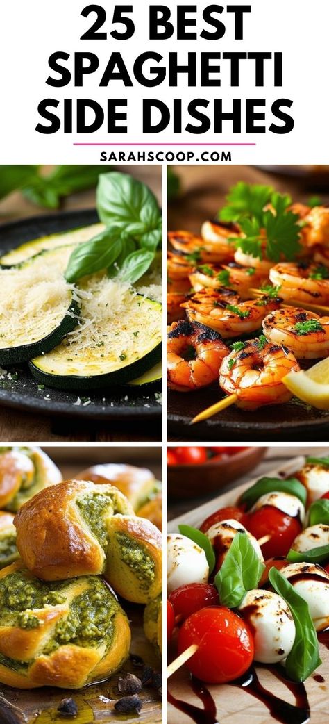 🤤 Turn your spaghetti night into a feast with these 25 outstanding side dishes! There's a perfect pasta partner for everyone's palate. 🤌#SpaghettiSideKicks #FoodieFinds #ElevateYourDinner Healthy Italian Side Dishes, Side Dishes For Chicken Spaghetti, Spaghetti Meals Sides, What Goes With Spaghetti, Side For Spaghetti Dinner, Sides That Go With Spaghetti, Spaghetti Sides Dishes Ideas, Spaghetti Side Dishes, Spaghetti Bar