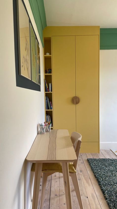 Pax Wardrobe Around Window, Wardrobe That Looks Like Wall, Built In Small Wardrobe Ideas, Built In Wardrobe Living Room, Built In Wardrobe Hack, Colourful Wardrobe Doors, Wardrobes In Alcoves, Wardrobe In Alcove, Ikea Pax Wardrobe Alcove