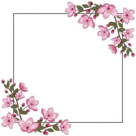 Premium Vector | Cute spring cherry blossom vector frame illustration Cherry Blossom Border, Cherry Blossom Vector, Frame Illustration, Vector Frame, Easy Frame, Purple Daisy, Name Frame, Pink Frames, 수채화 그림