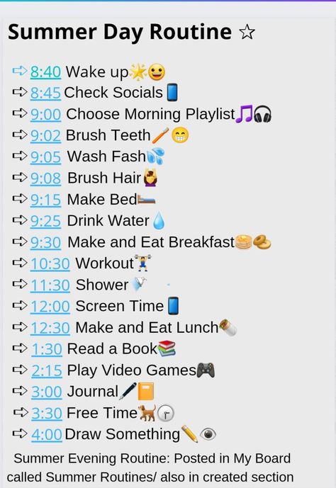 Part 2 posted in created section Summer Day Schedule, Summer Day Routine, Healthy Summer Routine, Summer Morning Routine, Summer Routine, Summer Rules, Easy Morning Routine, Teen Workout Plan, Daily Routine Schedule