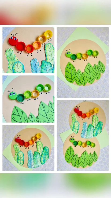 Creepy Crawlies Craft, Caterpillar Kindergarten, Cap Drawing, Craft Ideas Paper, Caterpillar Craft, Origami Artist, Origami Love, Modular Origami, Crafts From Recycled Materials