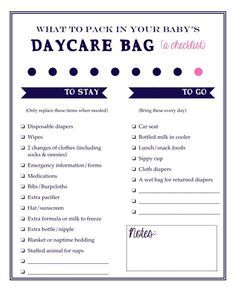 What to pack in an organized daycare bag for working moms: a free printable checklist Daycare Printables, Daycare Business Plan, Home Daycare Ideas, Daycare Rooms, Daycare Bag, Starting A Daycare, Daycare Forms, Childcare Business, Bag Checklist